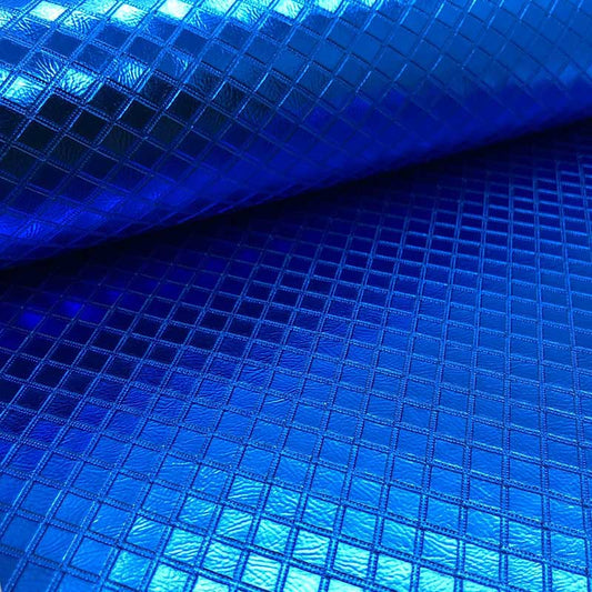 Metallized Blue Matelassê Faux Leather Ref 441