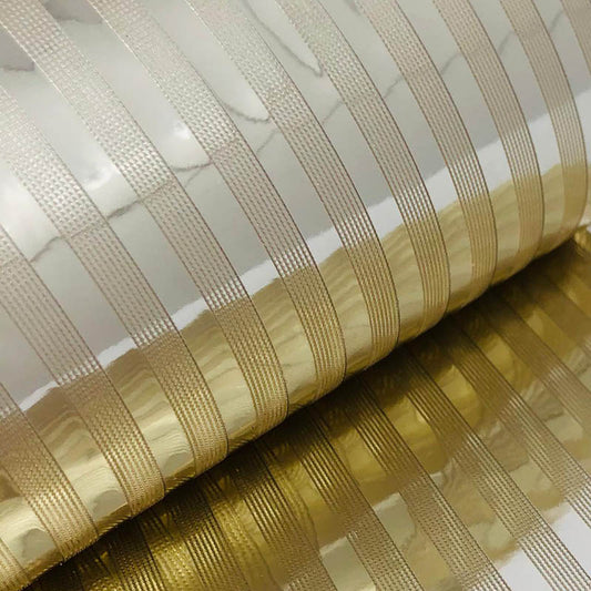 Golden Light Stripes Faux Leather Ref 491