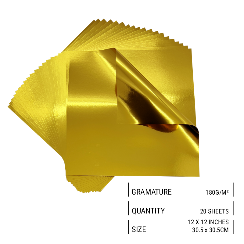 Kit 20 Sheets of Double-Sided Golden Laminated Paper 180 gsm