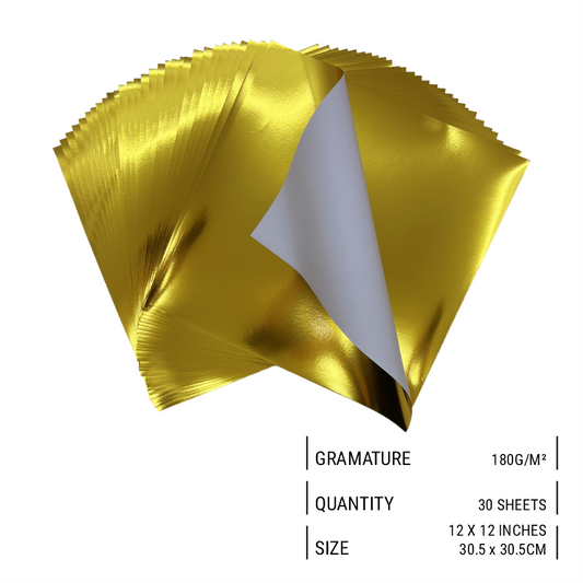 Kit 20 Sheets of Golden Laminated Paper 180 gsm