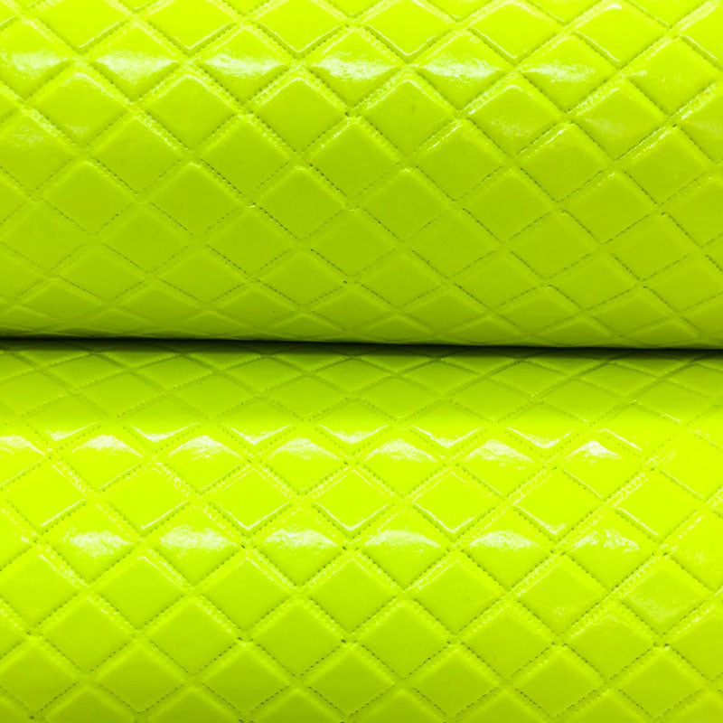 Yellow Neon Matelassê Faux Leather Ref 242